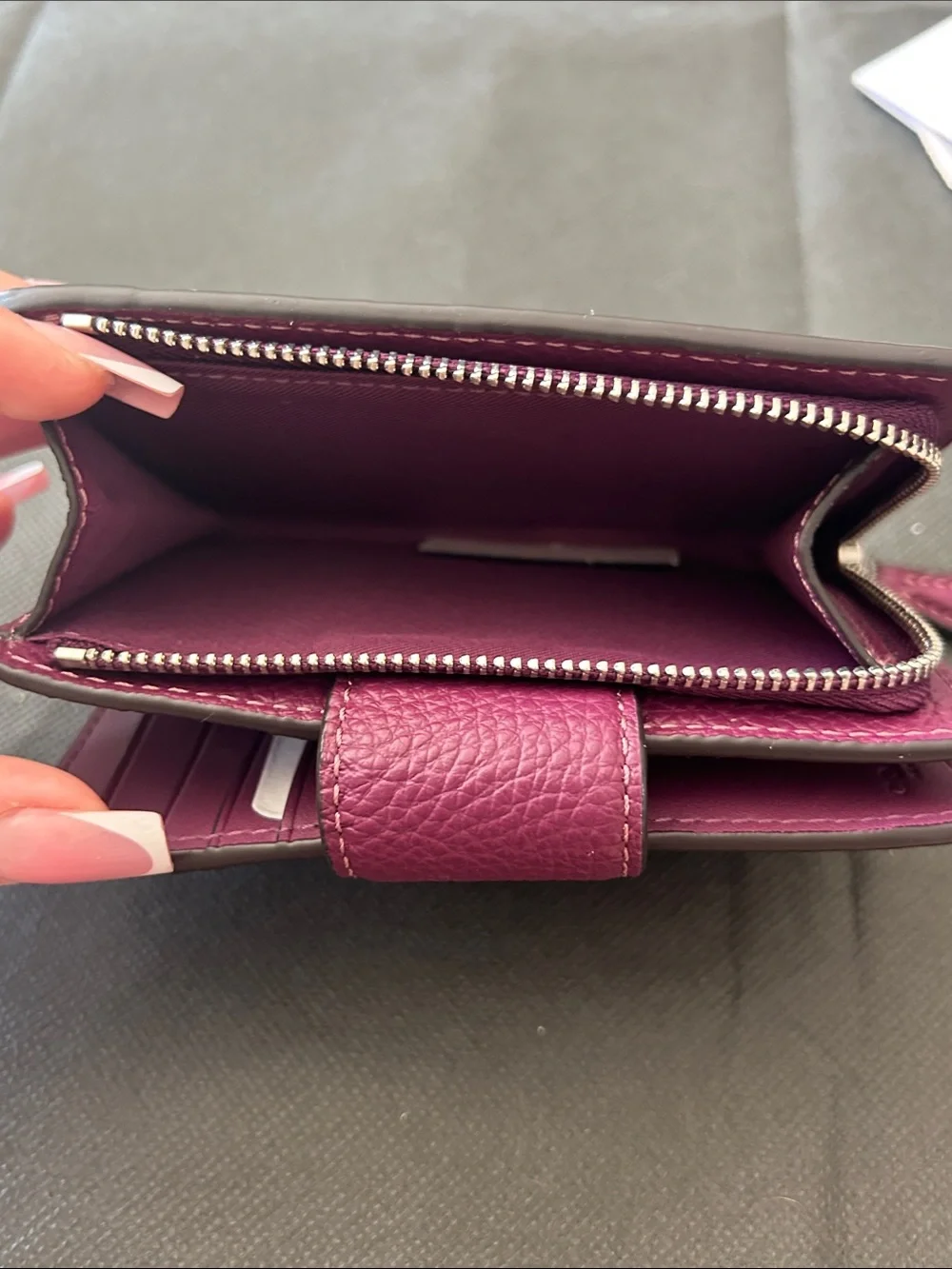 Coach Raspberry-Pink Leather Wallet and Zip Wristlet